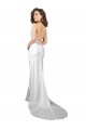 Usine Blanc Fourreau Balayage train Satiné Soyeux Simple Plage Robes de mariée