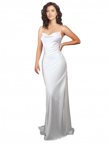 Usine Blanc Fourreau Balayage train Satiné Soyeux Simple Plage Robes de mariée