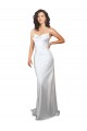 Usine Blanc Fourreau Balayage train Satiné Soyeux Simple Plage Robes de mariée