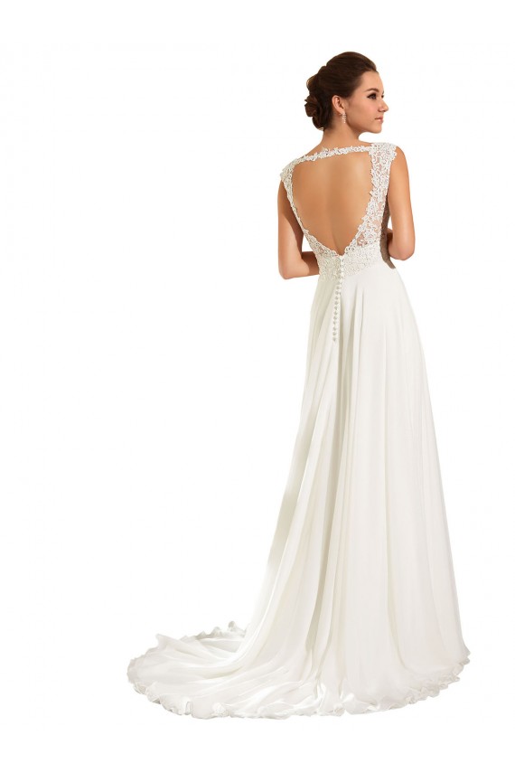 Usine Blanc Fourreau Mousseline Dentelle Robes de mariée