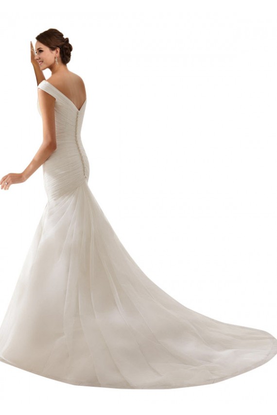 Usine Blanc Fourreau Épaule Dénudée Tulle Robes de mariée
