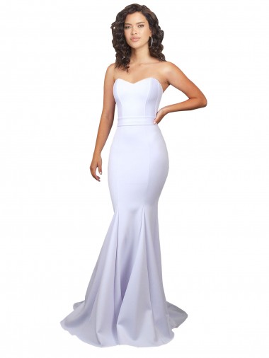 Usine Blanc Sirène Sans bretelle Col Haut Crêpe Stretch Simple Plage Robes de mariée