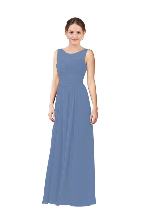 Usine Bleu Windsor Fourreau Illusion Mousseline Longue Robes demoiselle d'honneur