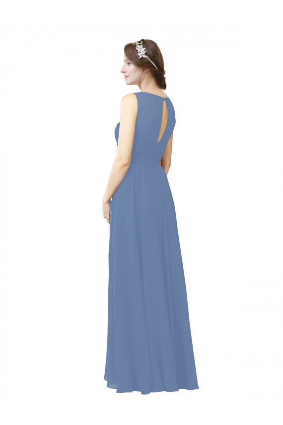 Usine Bleu Windsor Fourreau Illusion Mousseline Longue Robes demoiselle d'honneur