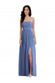 Usine Bleu Windsor Trapèze Bretelles spaghetti Mousseline Longue Robes demoiselle d'honneur