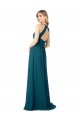Usine Bleu Windsor Trapèze Col Haut Mousseline Longue Robes demoiselle d'honneur