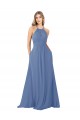 Usine Bleu Windsor Trapèze Col Haut Mousseline Longue Robes demoiselle d'honneur