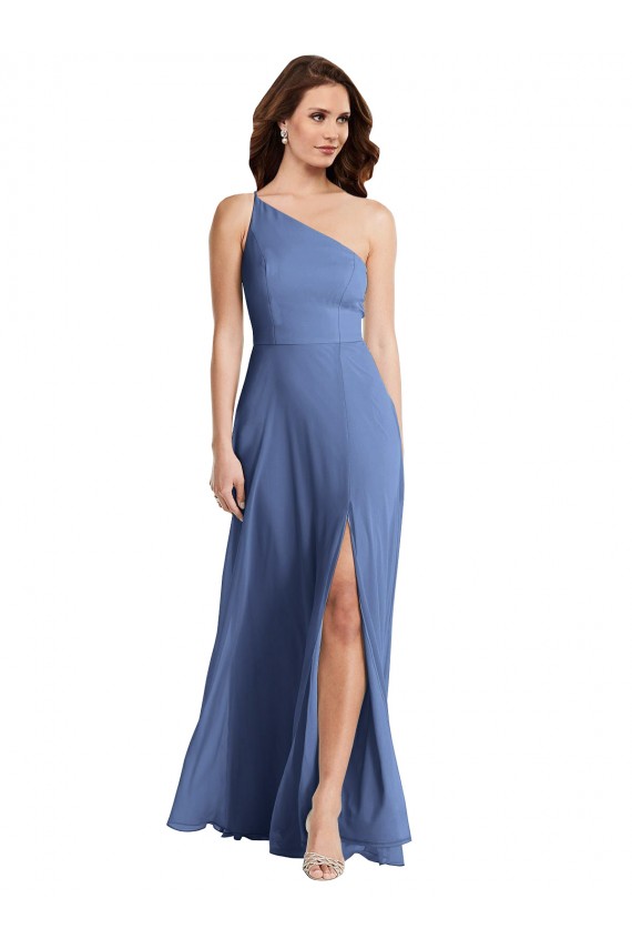 Usine Bleu Windsor Trapèze Mousseline Longue Formelles Robes demoiselle d'honneur / Robes de soirée