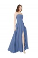 Usine Bleu Windsor Trapèze Sans bretelle Mousseline Longue Robes demoiselle d'honneur