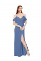 Usine Bleu Windsor Trapèze Épaule Dénudée Mousseline Longue Robes demoiselle d'honneur