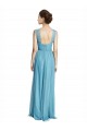 Usine Bleu ciel Trapèze Bretelles spaghetti Col V Tulle Longue Robes demoiselle d'honneur