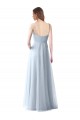 Usine Bleu ciel clair Trapèze Bretelles spaghetti Col V Tulle Longue Robes demoiselle d'honneur