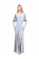 Usine Bleu ciel clair Trapèze Col V Mousseline Longue Robes demoiselle d'honneur