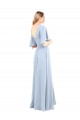 Usine Bleu ciel clair Trapèze Col V Mousseline Longue Robes demoiselle d'honneur