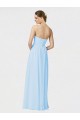 Usine Bleu ciel clair Trapèze Sans bretelle Mousseline Longue Robes demoiselle d'honneur