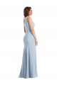 Usine Bleu ciel clair Trompette Crêpe Stretch Longue Formelles Robes demoiselle d'honneur / Robes de soirée / Robes de bal