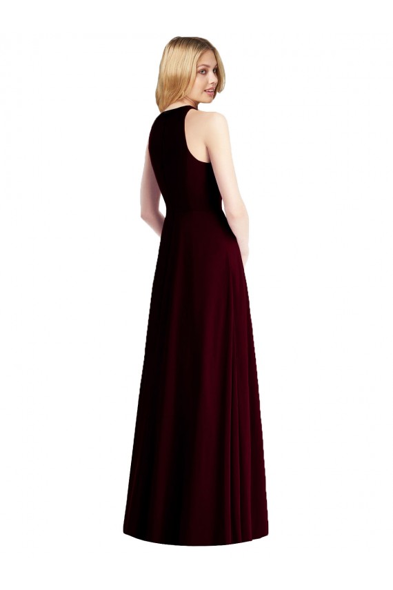 Usine Bleu ciel clair Trompette Licou Mousseline Longue Robes demoiselle d'honneur