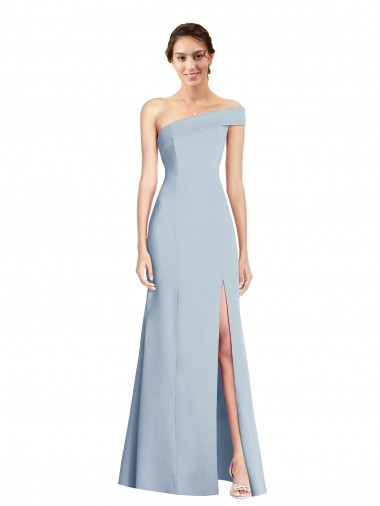 Usine Bleu ciel clair Trompette Épaule Dénudée Crêpe Stretch Longue Formelles Robes demoiselle d'honneur / Robes de soirée / Robes de bal