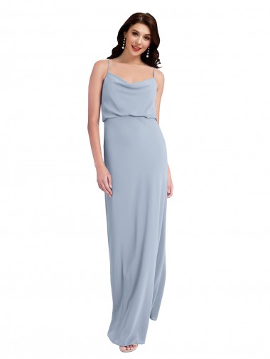 Usine Bleu fumée Fourreau Bretelles spaghetti Crêpe Stretch Longue Formelles Robes demoiselle d'honneur / Robes de soirée / Robes de bal
