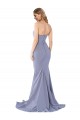Usine Bleu fumée Sirène Sans bretelle Crêpe Stretch Longue Formelles Robes demoiselle d'honneur / Robes de soirée / Robes de bal