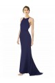 Usine Bleu marine Sirène Licou Col Haut Crêpe Stretch Longue Formelles Robes demoiselle d'honneur / Robes de soirée / Robes de bal