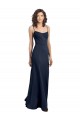 Usine Bleu marine foncé Fourreau Col Haut Bretelles spaghetti Crêpe Stretch Longue Formelles Robes demoiselle d'honneur / Robes de soirée / Robes de bal