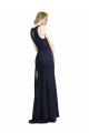 Usine Bleu marine foncé Fourreau Scoop Col Haut Crêpe Stretch Longue Robes demoiselle d'honneur / Robes de bal
