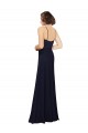 Usine Bleu marine foncé Fourreau Scoop Mousseline Longue Robes demoiselle d'honneur