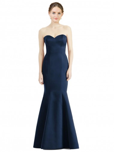 Usine Bleu marine foncé Sirène Satiné Longue Robes demoiselle d'honneur