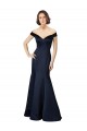 Usine Bleu marine foncé Sirène Épaule Dénudée Col V Satiné Longue Robes demoiselle d'honneur / Robes de bal