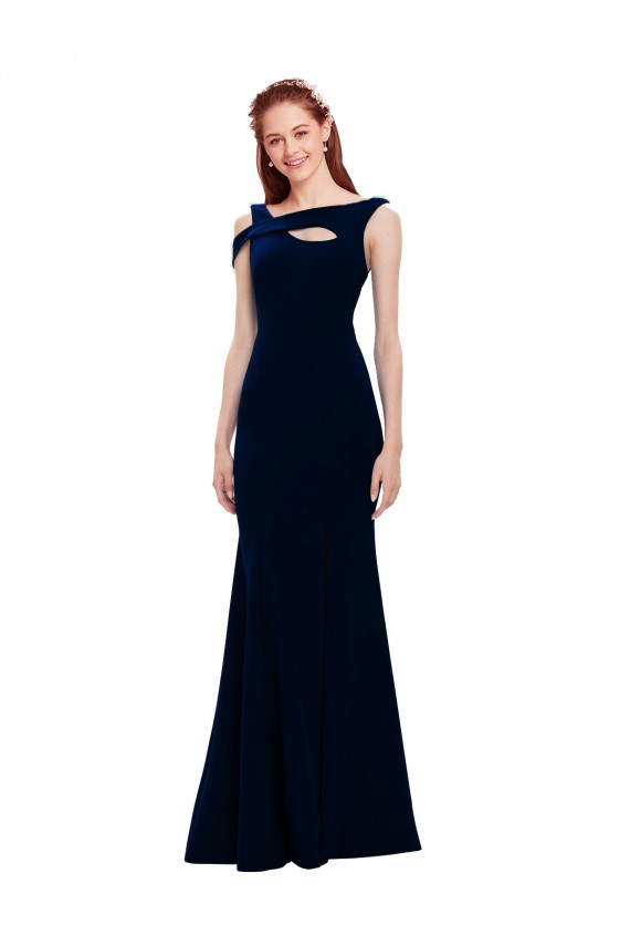 Usine Bleu marine foncé Sirène Épaule Dénudée Crêpe Stretch Longue Formelles Robes demoiselle d'honneur / Robes de soirée / Robes de bal