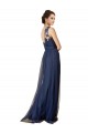Usine Bleu marine foncé Trapèze Balayage train Tulle Longue Robes demoiselle d'honneur
