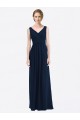 Usine Bleu marine foncé Trapèze Col V Mousseline Longue Robes demoiselle d'honneur
