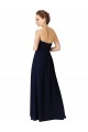 Usine Bleu marine foncé Trapèze Mousseline Longue Asymétrique Robes demoiselle d'honneur