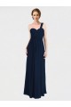 Usine Bleu marine foncé Trapèze Mousseline Longue Robes demoiselle d'honneur