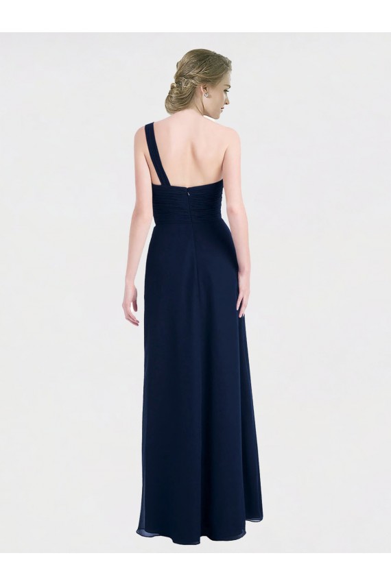Usine Bleu marine foncé Trapèze Mousseline Longue Robes demoiselle d'honneur