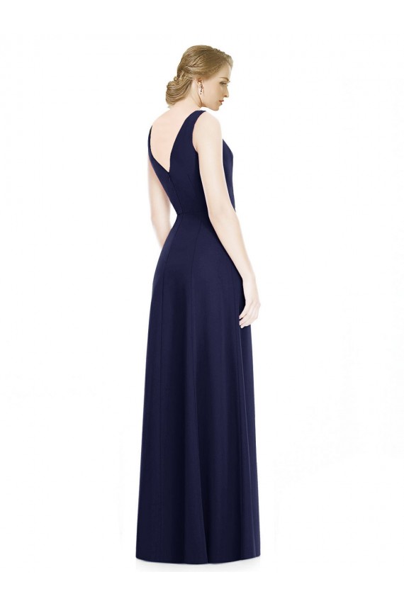 Usine Bleu marine foncé Trapèze Mousseline Longue Robes demoiselle d'honneur