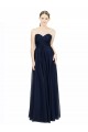Usine Bleu marine foncé Trapèze Sans bretelle Mousseline Longue Robes demoiselle d'honneur