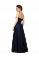 Usine Bleu marine foncé Trapèze Sans bretelle Tulle Longue Robes demoiselle d'honneur