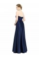 Usine Bleu marine foncé Trapèze Satiné Stretch Longue Formelles Robes demoiselle d'honneur / Robes de soirée