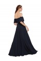 Usine Bleu marine foncé Trapèze Épaule Dénudée Mousseline Longue Robes demoiselle d'honneur / Robes de bal