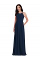 Usine Bleu marine foncé Trompette Licou Crêpe Stretch Longue Robes demoiselle d'honneur