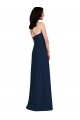Usine Bleu marine foncé Trompette Licou Crêpe Stretch Longue Robes demoiselle d'honneur