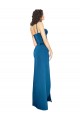 Usine Bleu paon Fourreau Bretelles spaghetti Satiné Soyeux Longue Formelles Robes demoiselle d'honneur / Robes de soirée / Robes de bal