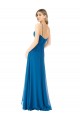 Usine Bleu paon Trapèze Bretelles spaghetti Mousseline Longue Robes demoiselle d'honneur