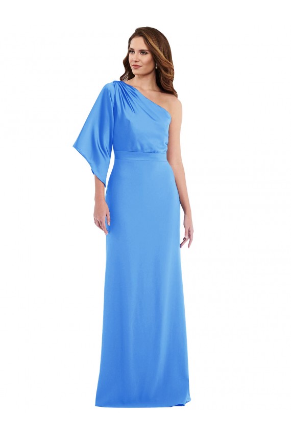 Usine Bleu paon Trompette Crêpe Stretch Longue Robes demoiselle d'honneur / Robes de bal