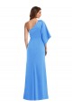 Usine Bleu paon Trompette Crêpe Stretch Longue Robes demoiselle d'honneur / Robes de bal