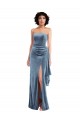 Usine Bleu poussiéreux Fourreau Sans bretelle Velours Stretch Longue Formelles Robes demoiselle d'honneur / Robes de soirée / Robes de bal