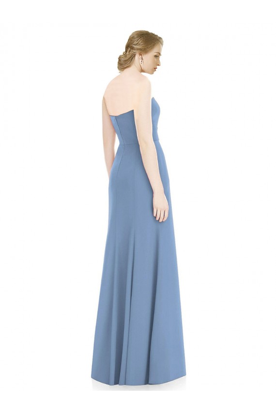 Usine Bleu poussiéreux Sirène Sans bretelle Mousseline Longue Robes demoiselle d'honneur