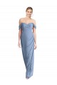 Usine Bleu poussiéreux Sirène Épaule Dénudée Mousseline Longue Robes demoiselle d'honneur